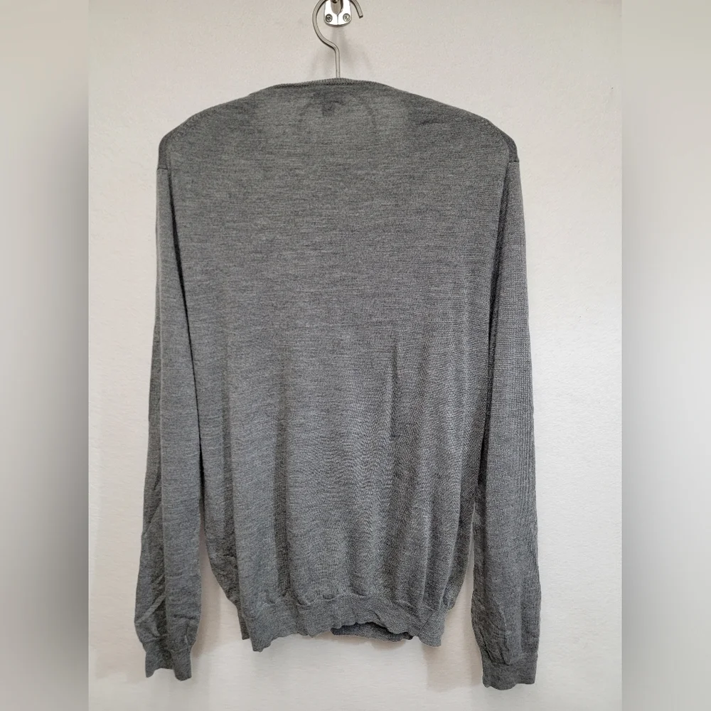 J. Crew Mens Slim Fit XL 100% Merino Wool Heather Metal V-Neck Sweater